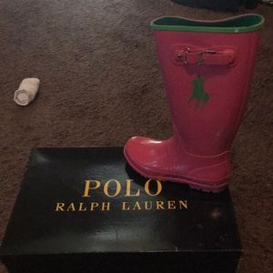 Pink rain boots